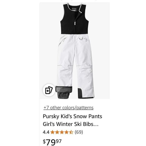 Pursky Kid's Snow Pants Girl's Winter Ski Bib - Picture 7 of 7